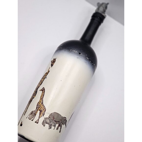 Hand-Painted African Safari Theme Bottle With Permament Decorative Elephant Stop - Picture 2 of 9